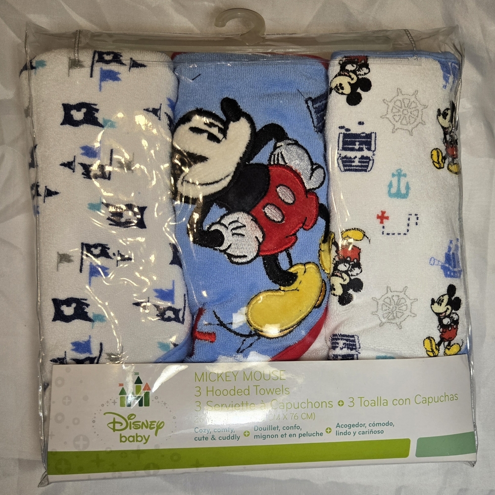 Disney Baby Mickey Mouse Hooded Towels Set Of 3